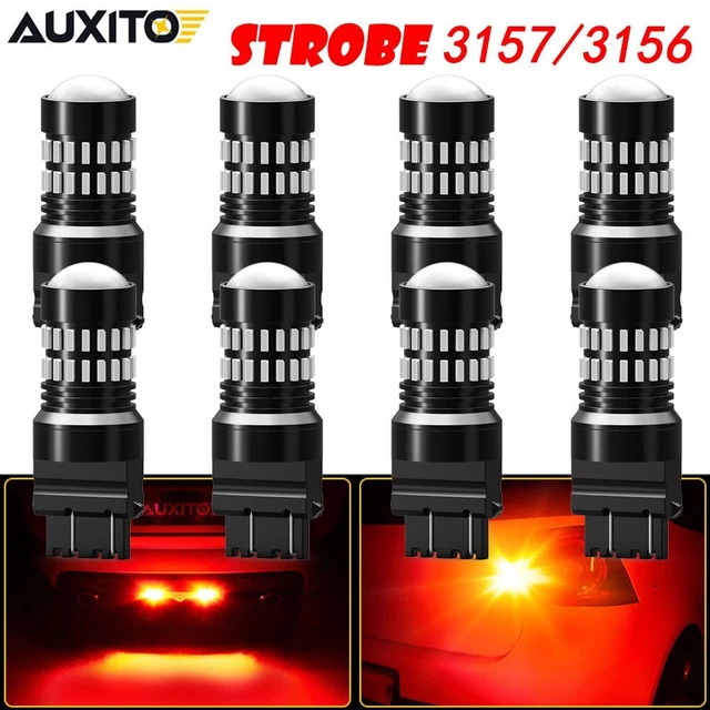 8x 3157 Red LED Strobe Flashing Blinking Brake Tail Stop Light Parking Bulbs HUS