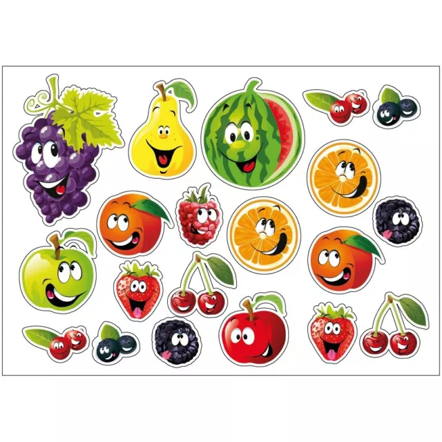 Fruit Faces Sticker Sheet Decal Fruit Wall Self Adhesive Vinyl A4 PS0104