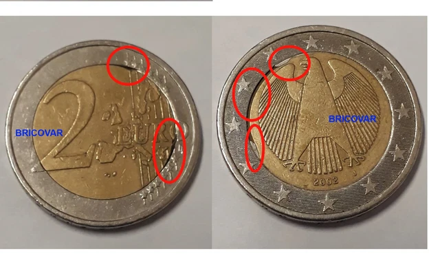 2 EUROS ALLEMAGNE Fauté 2002 Circulé fautée Défaut *** RARE *** EUR 99
