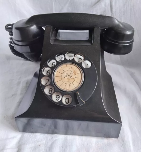vintage old antique black bakelite dial telephone phone 1950s 50s