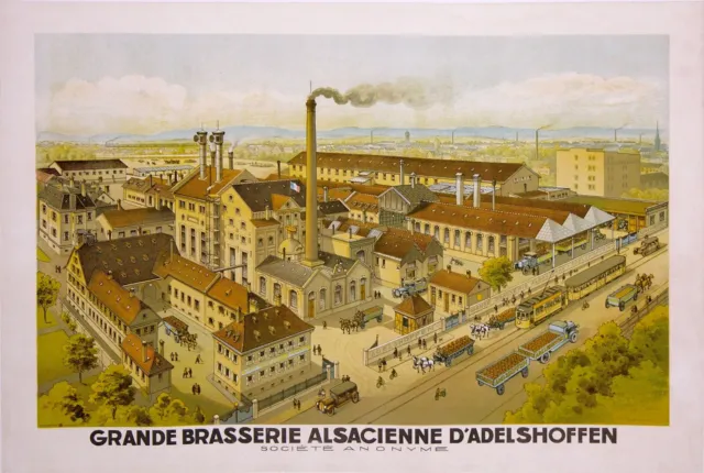 AFFICHE ANCIENNE GREINER GRANDE BRASSERIE ALSACIENNE D'ADELSHOFFEN cir 1900-1930