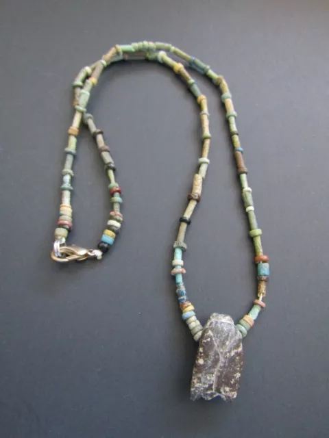 NILE  Ancient Egyptian Fly Amulet Mummy Bead Necklace ca 600 BC