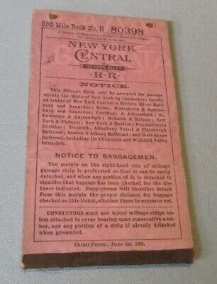 1902 New York Central & Hudson River Railroad 500 Mile Pass Book Rome NY Station