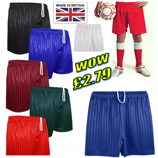 PE Shorts Boys Girls Childrens Shadow Stripe School Sports Football Ages 2-13