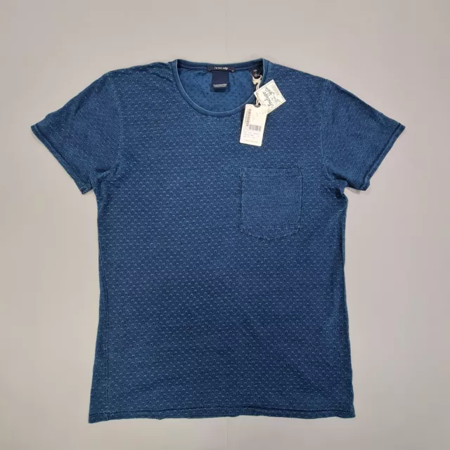Scotch & Soda Mens T Shirt Indigo Blue Large Short Sleeves Cotton AMS BLAUW