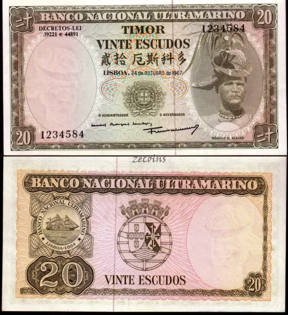 OSTTIMOR/TIMOR - Banknote 20 Escudos . 24.10.1967 - P#26  - UNC - (FEHLER)