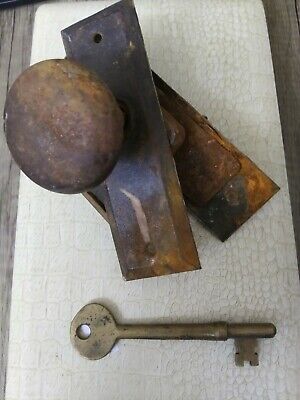 Vintage Door Hardware Parts  Knob Plates Metal Latch Skelton Key DIY Craft
