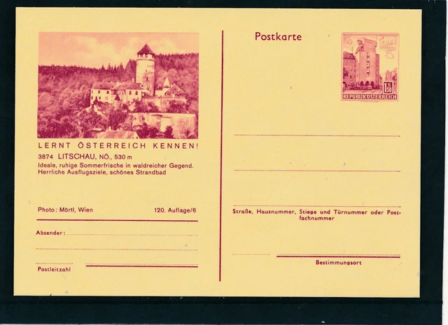 1,50 Bauten Bilpost-Karte Litschau,120. Auflage, ungebraucht  (BPK3)