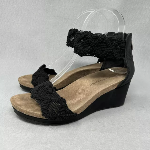 Lucky Brand Kaydym Crochet Black Wedge Sandals Women’s Size 6