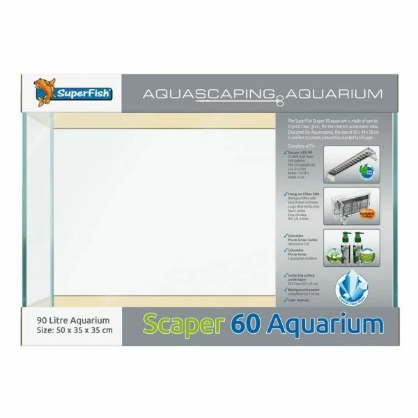Superfish Scaper Aquarium Freshwater Crystal Clear Fish Tank Aquascape Planting 3