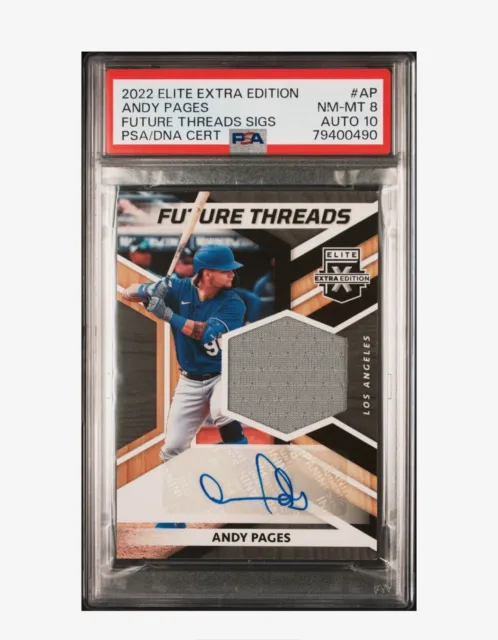 2022 Panini Elite Extra Edition Future Threads Auto Andy Pages Psa Dna Psa 8/10