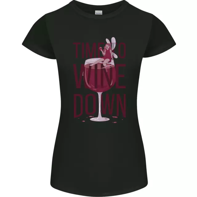 Time to Wine Down Funny Alcohol Womens Petite Cut T-Shirt