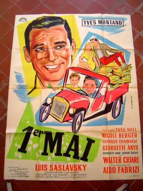 GRANDE AFFICHE CINEMA ancien : film 1er MAI - SASLAVSKY / YVES MONTAND