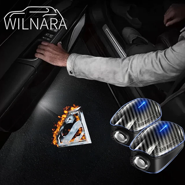 AVENGERS DC SUPERMAN Logo Courtesy Wireless Car Door LED Shadow Lights