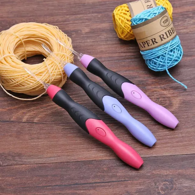 9 in 1 USB Light Up Crochet Hooks Knitting Needles LED Sewing Kit (Rose Red