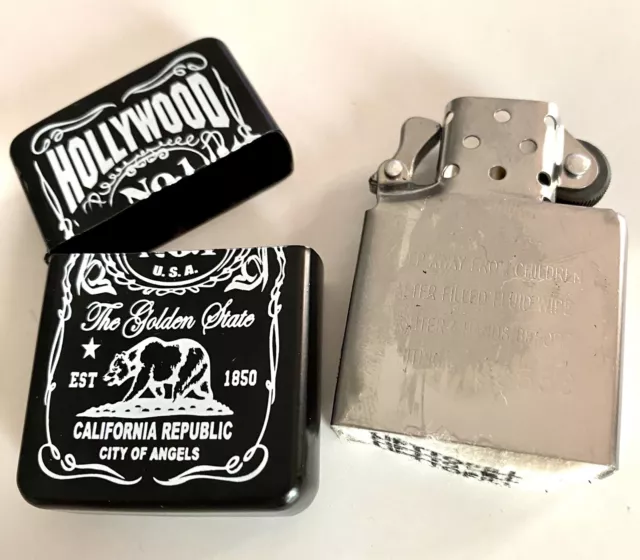 Two Vintage Hollywood Refillable Lighters Never Used But One Has Some Scratches 3