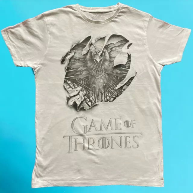 Official Game Of Thrones T-Shirt Medium Mens Short Sleeve White GOT T-Shirt