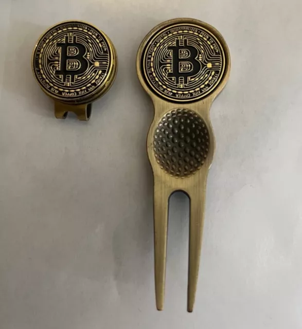 BIT COIN Golf ball markers with Divot Tool & Hat clips packs - Quality item BTC