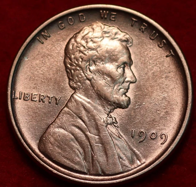 Uncirculated Red 1909 VDB Philadelphia Mint Copper Lincoln Wheat Cent
