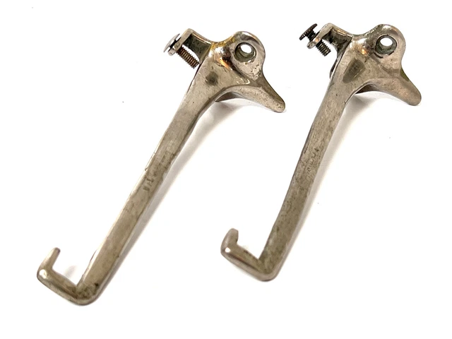 Antique Nickel Brass "San O La" Bathroom Glass Shelf Holder Support Bracket Pair