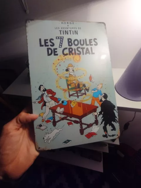 Plaque (Métal) Vintage Hergé Les Aventures De Tintin - Les 7 Boules De Cristal 2