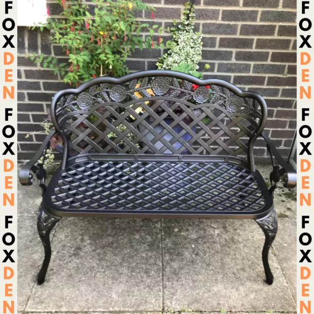 Vintage Metal Bench Cast Aluminium 2 Seater Love Seat French Garden Furniture