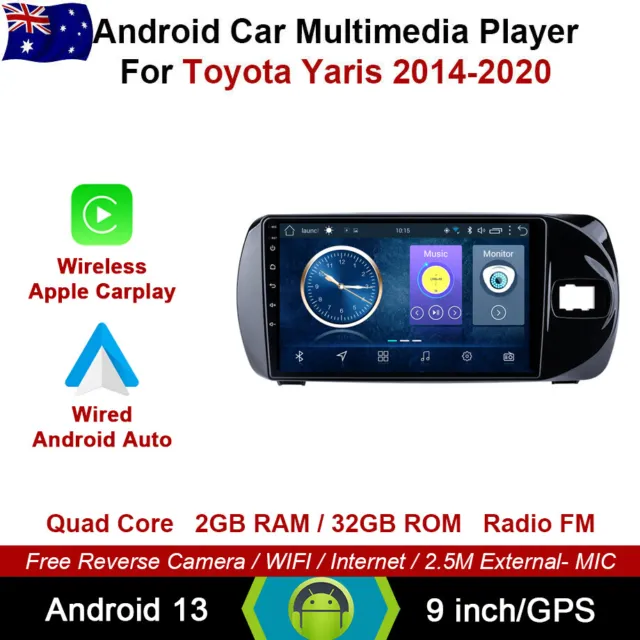 9” Android 13 Auto Carplay Car head unit GPS For Toyota Yaris 2014-2020 stereo