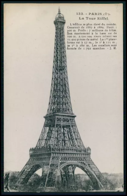 a18 Paris Gustave Eiffel Tower iron architecture original 1910s French postcard