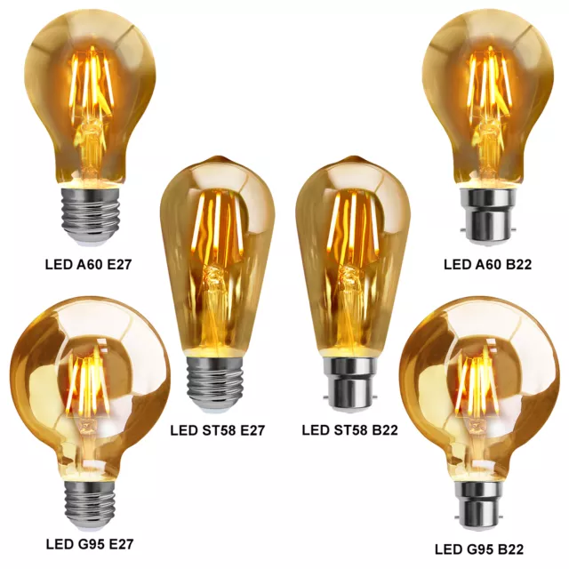 Antiker Stil Edison Vintage LED Glühbirnen Industrie Retro Lampen B22 oder E27
