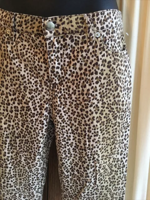 Moschino Designer Animal Leopard Print Cotton Elastane Brown Beige Jeans Sz 27 3