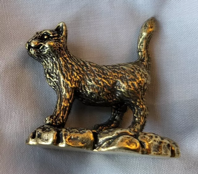 Niedliche kleine Vintage Katze antikes Messing viktorianisch alt goldener Kronleuchter Retro Statue 3