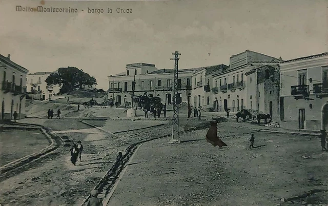 MOTTA MONTECORVINO - Borgo Croce , Vg Anni 30 F.p. RARA , Animata - Bus - Muli