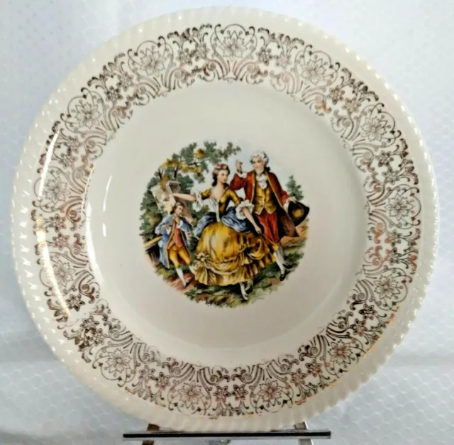 Sovereign Potters Earthenware Minuet Pattern Dinner Plate 22k Gold Trim