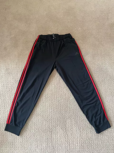 Adidas 3 Stripes Tricot Tapered Cuff Joggers Size XL Pants Black/Red