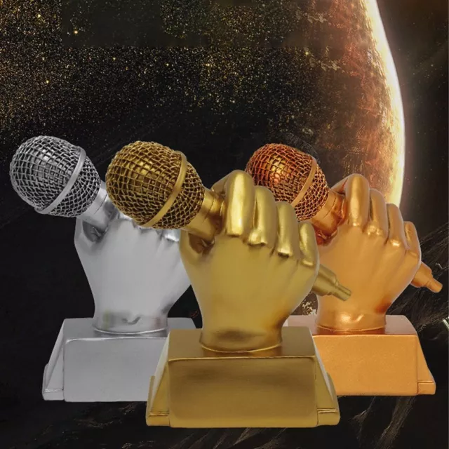 Small Golden Microphone Trophy Resin Craft Souvenirs  Birthday Parties
