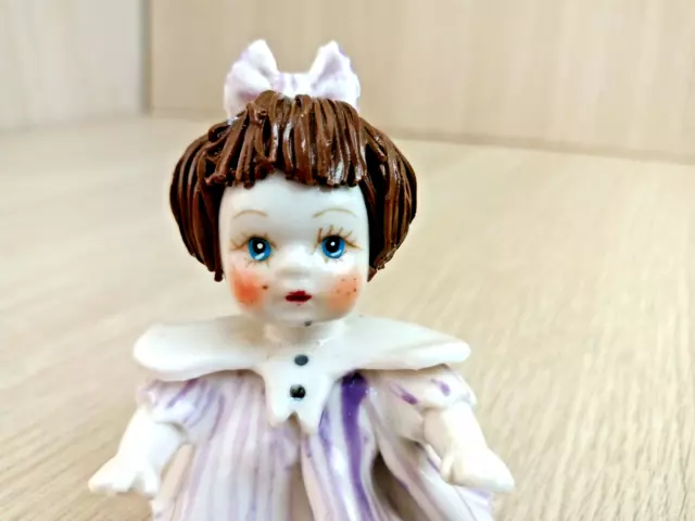Vintage Bonnae Porcelain Lady Hand Painted Hand Made Sitting Girl Approx 80mm