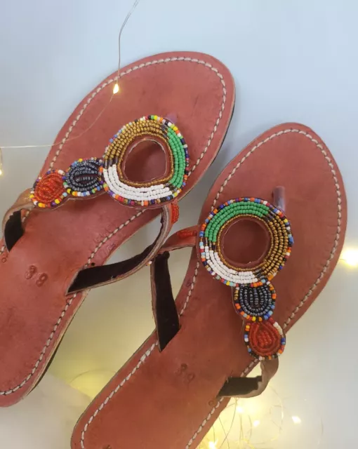 PANTOFOLE PANTOFOLE CON PERLINE africane Kenya Masai 39 6uk nuove EUR 29 63 PicClick IT