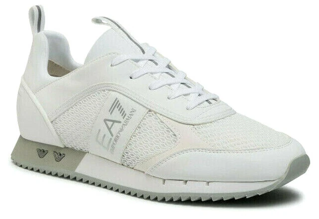 EA7 Scarpe da ginnastica stringate bianche e nere da uomo