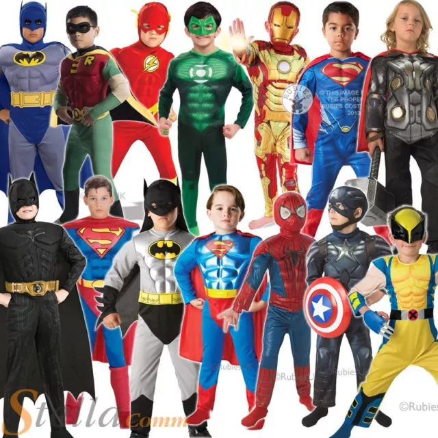 Boys Deluxe Child Muscle Chest Superhero Kids Book Week Fancy Dress Costume