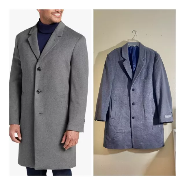 Michael Kors Mens 44R Regular Fit Madison Wool Cashmere Overcoat Grey NEW