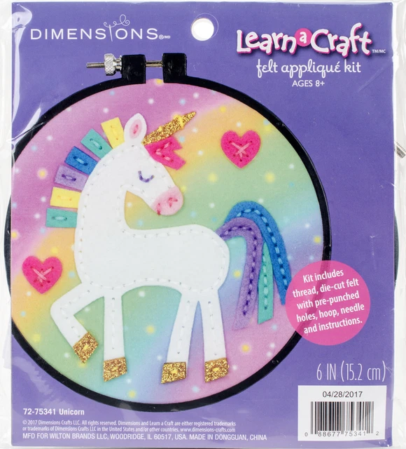Kit de apliques de fieltro Dimensions Learn-A-Craft 6" unicornio redondo -72-75341