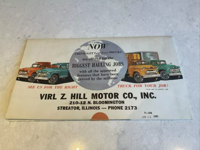 1956 Chevrolet trucks fold out mailer brochure with dealer name