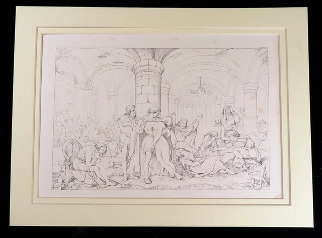 English Romantic Poetry Castle of Indolence William Rimmer Antique Print 1845