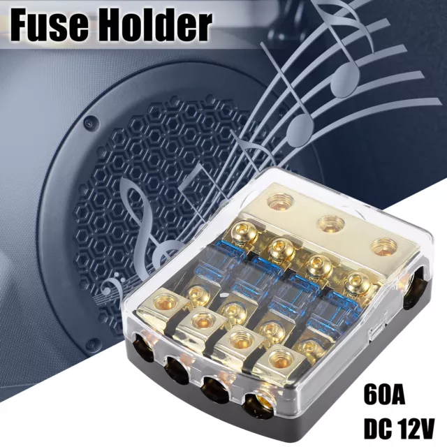 Car 4 Way Fuse Holder Auto Fuse Distribution Block 60 Amp Fusible Support