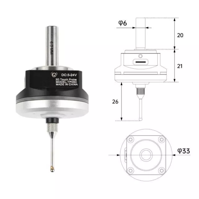 High precision V5 Anti-Roll CNC 3D Probe Touch Finder Setter to Find Center