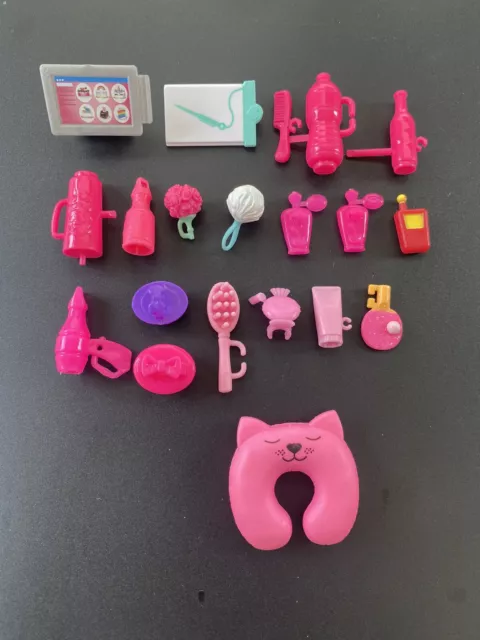 19 Pieces - doll toy accessories- brushes, travel stuff, neck pillow For barbie