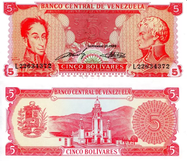 VENEZUELA 5 Bolivares Banknote World Paper Money UNC Currency Pick p70b Bill