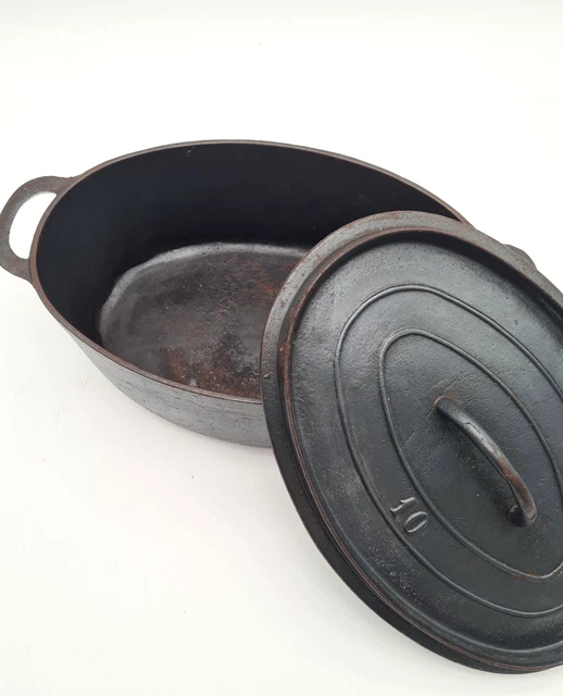 Grande Cocotte Ovale En Fonte 32 Cm - N°16 P - Cuisine Tous Feux - Ancienne