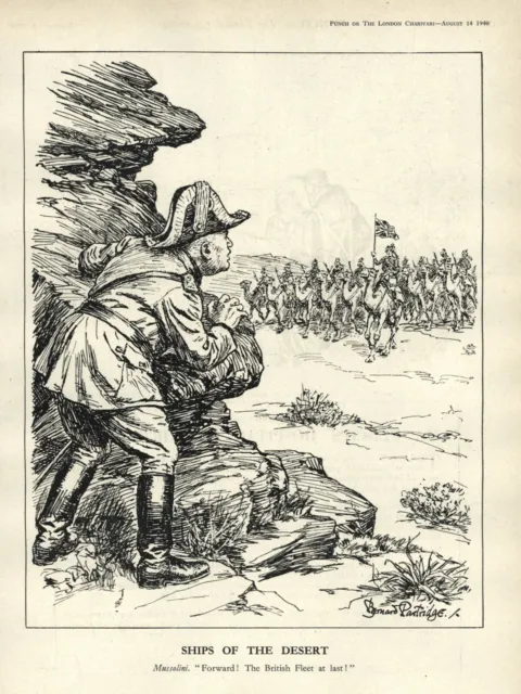 Rare WW2 British Propaganda Cartoon: MUSSOLINI SATIRE - North African Campaign