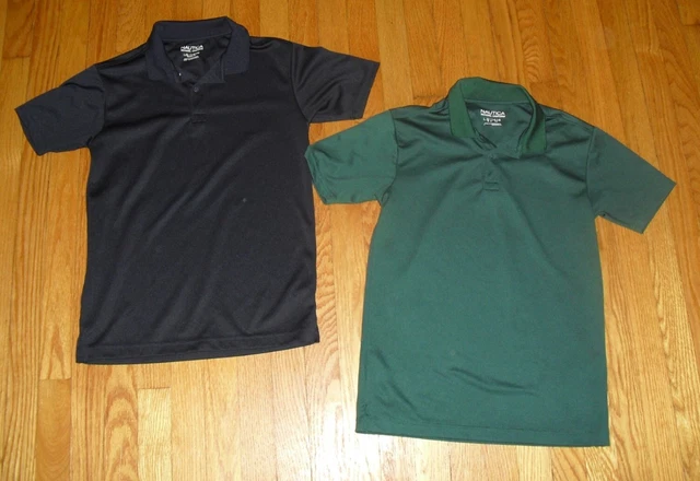 Nautica Boys' School Uniform Performance Polo Shirts L 14-16 Navy & Hunter Green